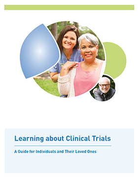 Learning-about-clinical-trials-brochure-cover-featuring-young-woman-senior-woman-and-senior-man