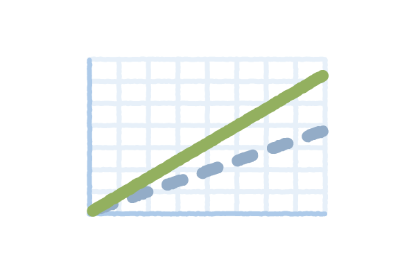 graph with ascending green line Illustration