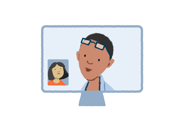 computer monitor of a video call illustration